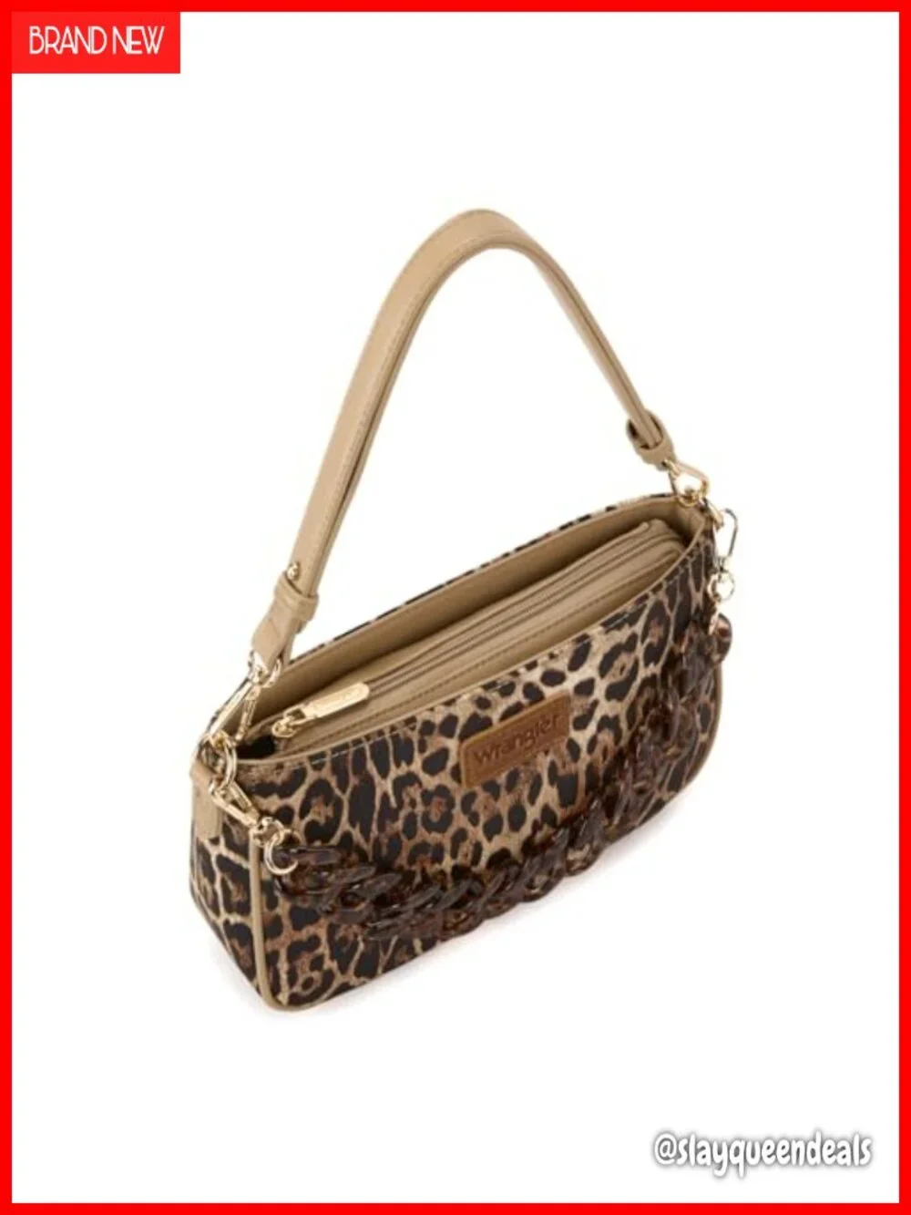 Faux Leather Cheetah Print Hobo Bag with Acrylic Chain Strap